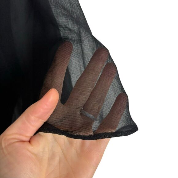 ECI New York Black Semi-Sheer Short Sleeve Blouse Women's Small V-Neck - Picture 3 of 6